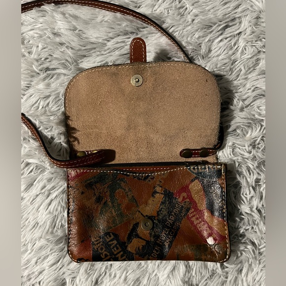 Patricia Nash Rustic Chestnut Leather Map Location Pattern Handbag - Picture 4 of 14